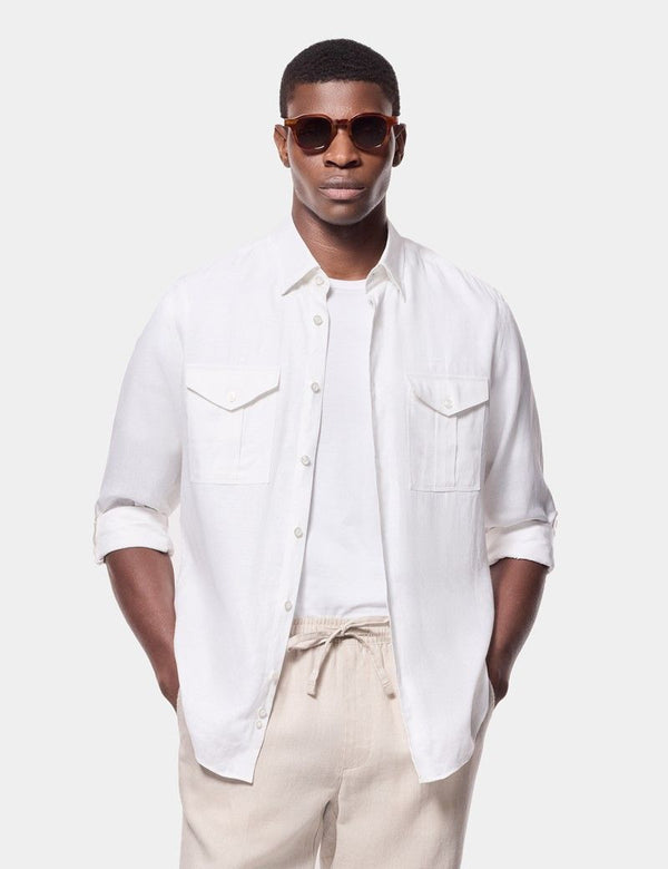 White Linen Safari Shirt