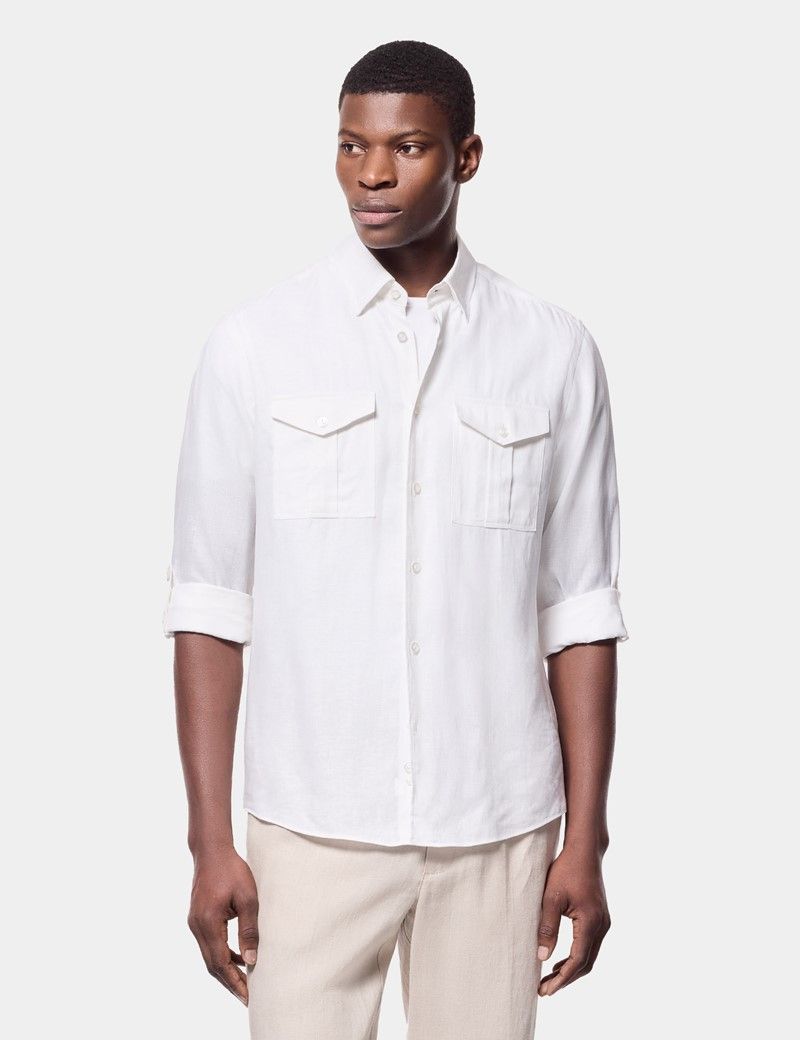 White Linen Safari Shirt