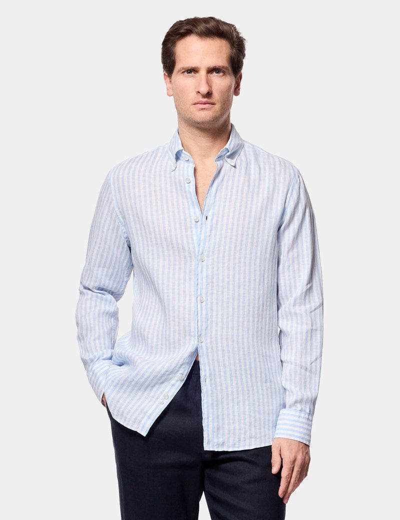 Blue & White Stripe Linen Shirt