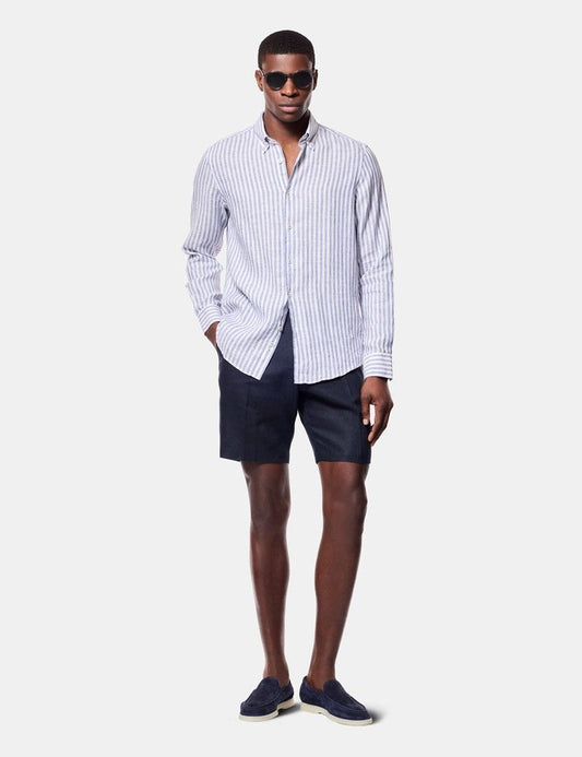 Navy & White Stripe Linen Shirt