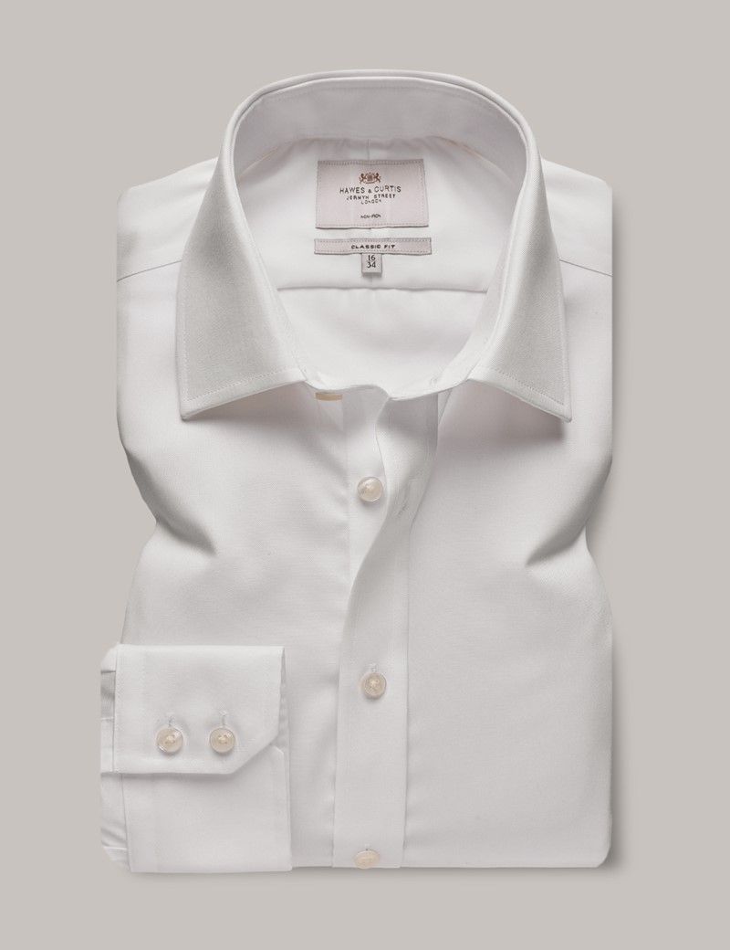 Classic Fit White Fine Twill Non-Iron Shirt