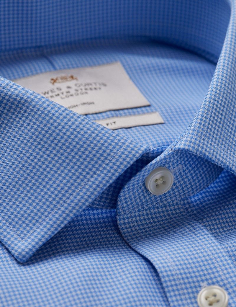 Classic Fit Blue & White Dogtooth Twill Non-Iron Shirt