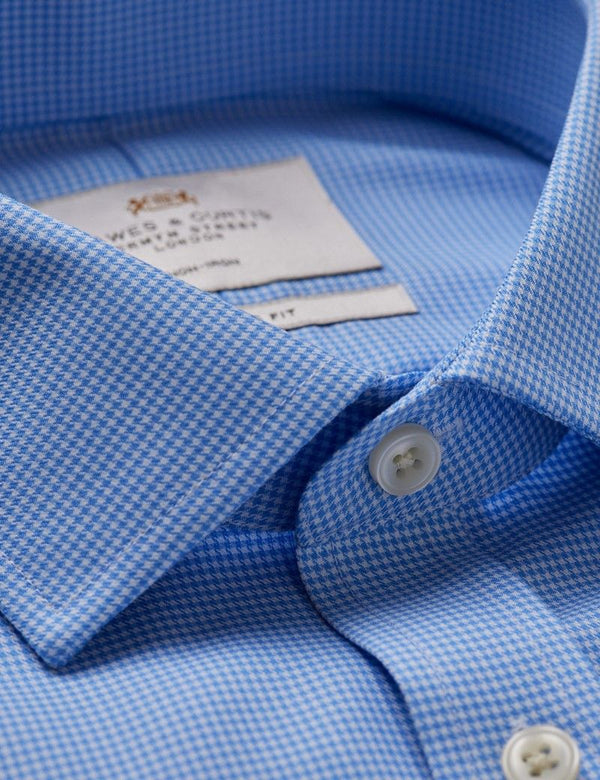 Classic Fit Blue & White Dogtooth Twill Non-Iron Shirt