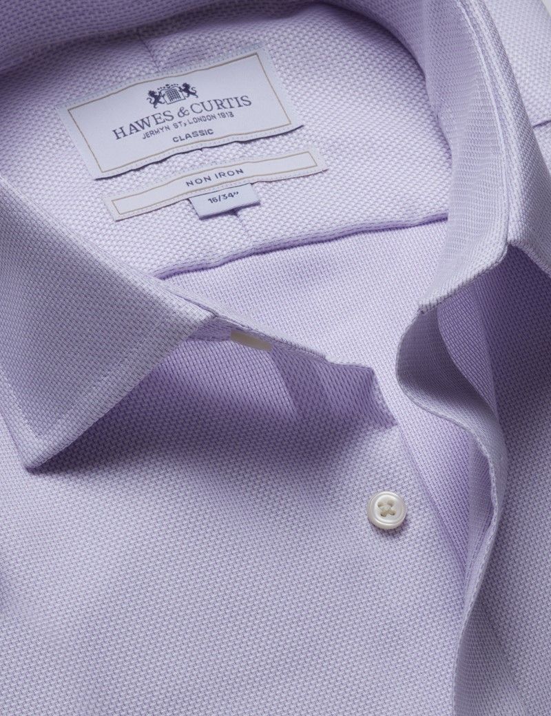 Classic Fit Lilac & White Textured Weave Non-Iron Shirt