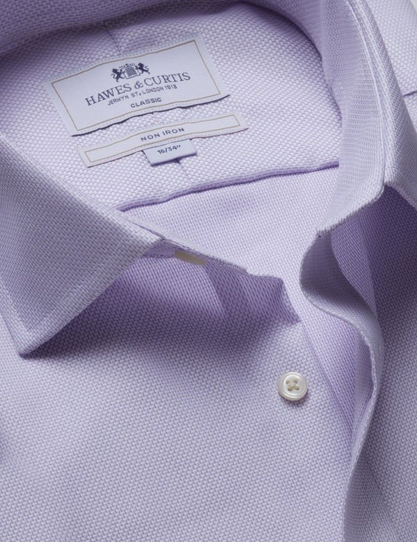 Classic Fit Lilac & White Textured Weave Non-Iron Shirt