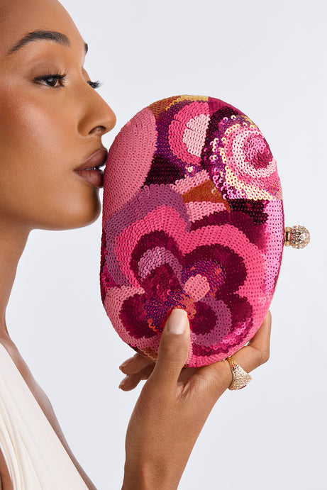 Shining Flowers Sequin Clutch Handbag