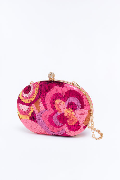 Shining Flowers Sequin Clutch Handbag