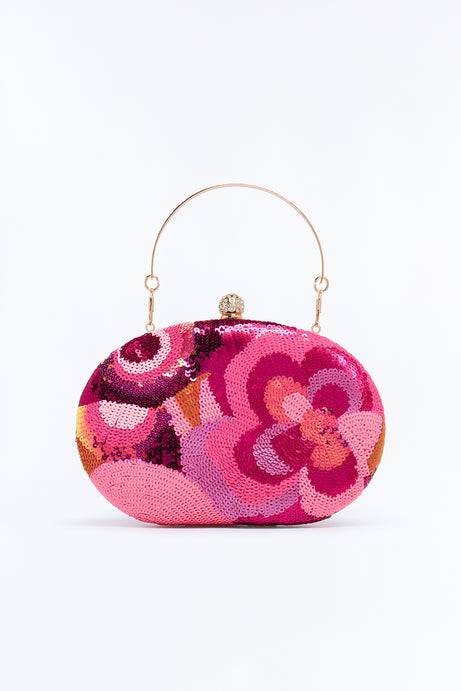 Shining Flowers Sequin Clutch Handbag
