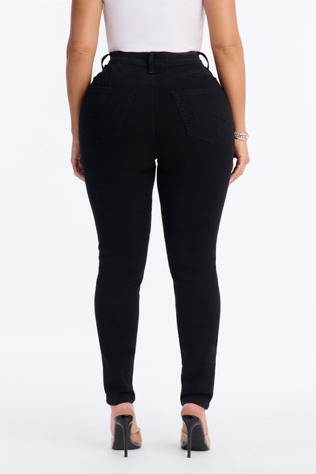 Tall Miami Booty Lifting Ripped High Rise Stretch Skinny Jeans - Black