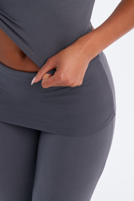 Keeping Up Foldover Waist Pant Set - Charcoal
