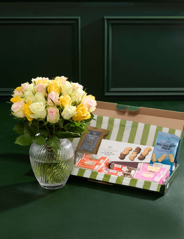 Yellow Rose Bouquet with Afternoon Tea