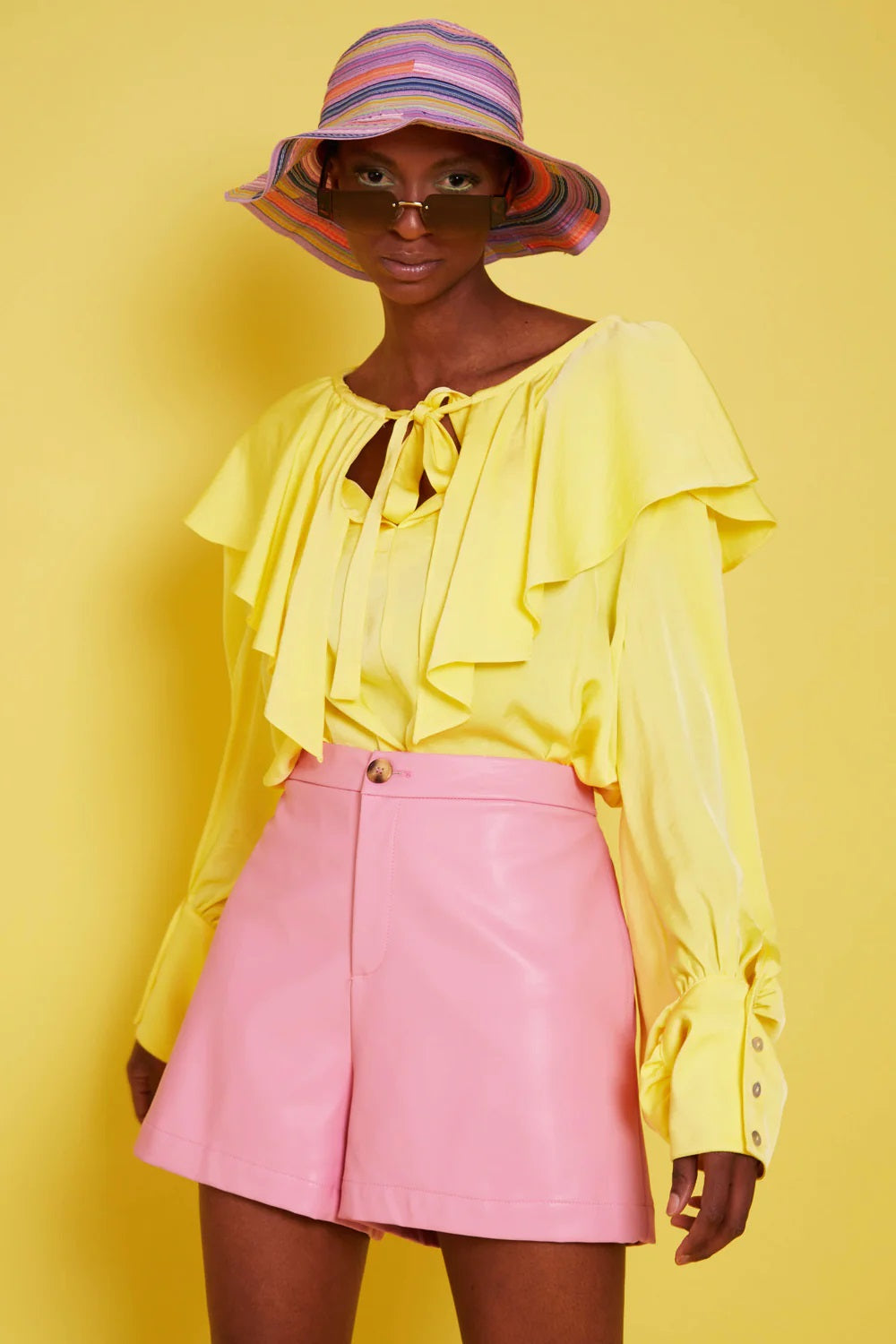 Yellow Silk Blend Ruffle Shirt - Interactive Group
