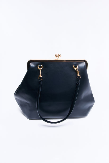 Kiss Me Quick Oversized Faux Leather Clutch - Black