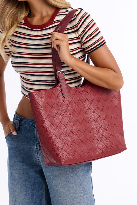 Toteally Together Faux Leather 3 Piece Tote Handbag Set