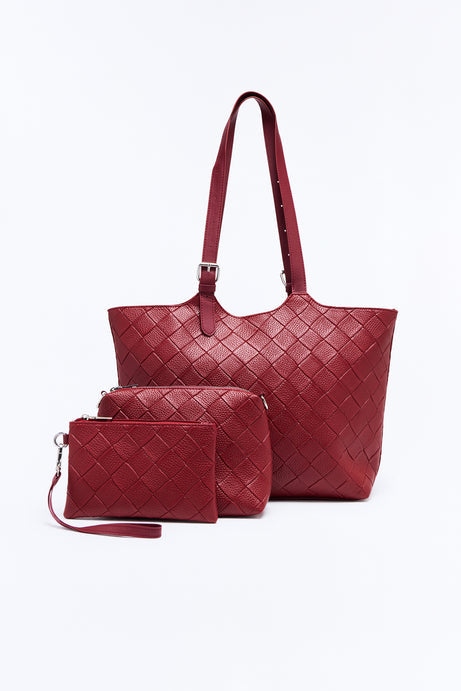 Toteally Together Faux Leather 3 Piece Tote Handbag Set