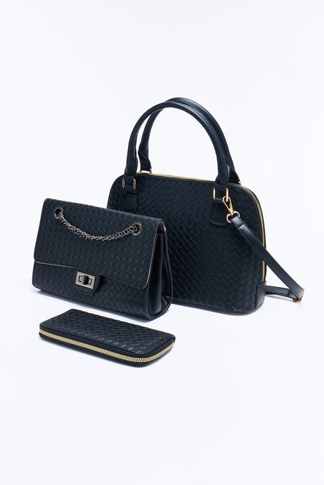 Bag It Up Faux Leather 3 Piece Satchel Handbag Set