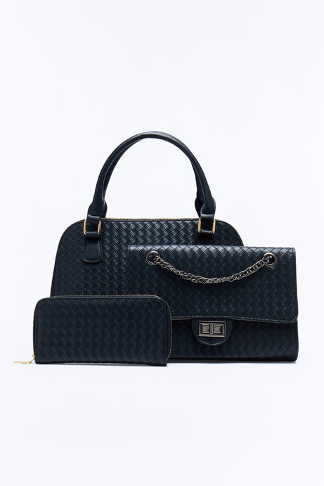 Bag It Up Faux Leather 3 Piece Satchel Handbag Set