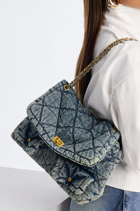 Quilt Trip Denim Oversized Shoulder Handbag