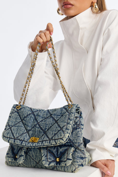 Quilt Trip Denim Oversized Shoulder Handbag