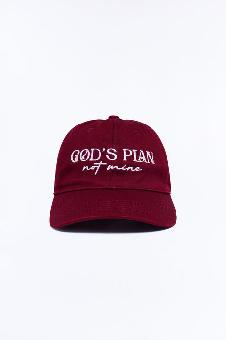 God's Plan Not Mine Baseball Hat - Burgundy