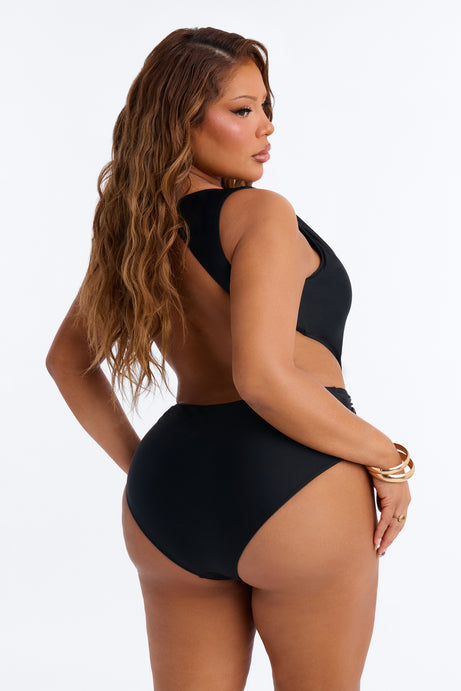 Indigo 1 Piece Cut Out Plunge Swimsuit
