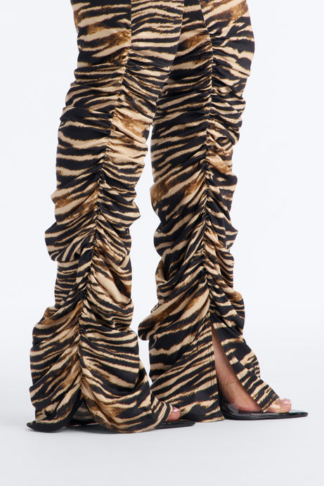 Labeled Luxe Stacked Skinny Pant - Tan/Multi