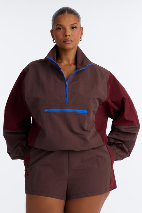 Color Block Funnel Neck Windbreaker Jacket