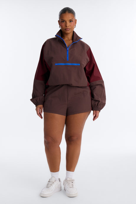 Color Block Funnel Neck Windbreaker Jacket