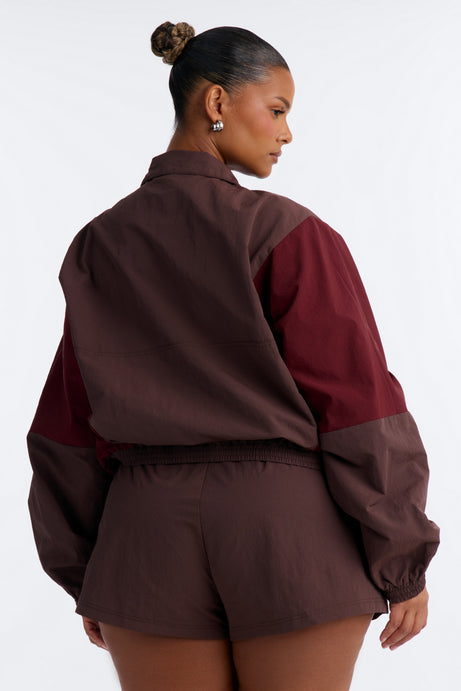 Color Block Funnel Neck Windbreaker Jacket