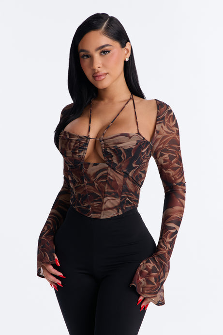 Miranda Mesh Floral Corset Top
