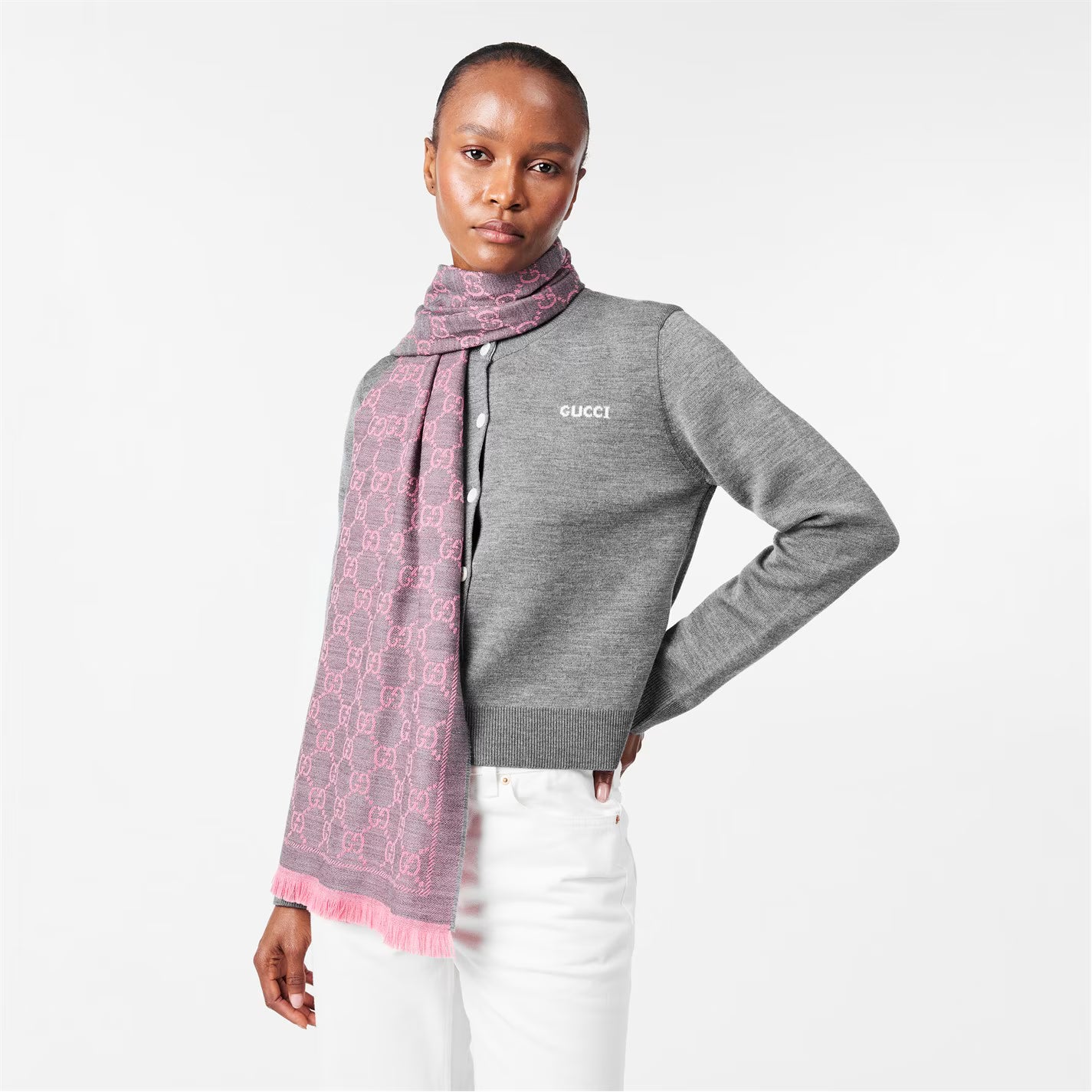 Women's GG Logo Wool Scarf