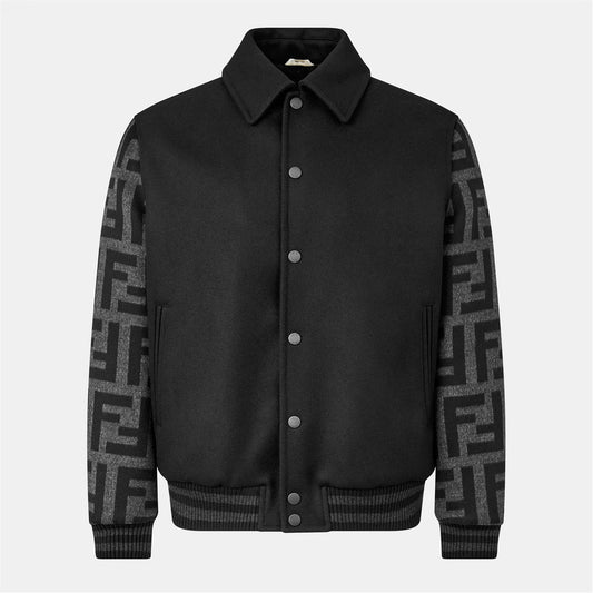 FENDI Men's Felt Blouson Wool Long Sleeve Coach Jacket