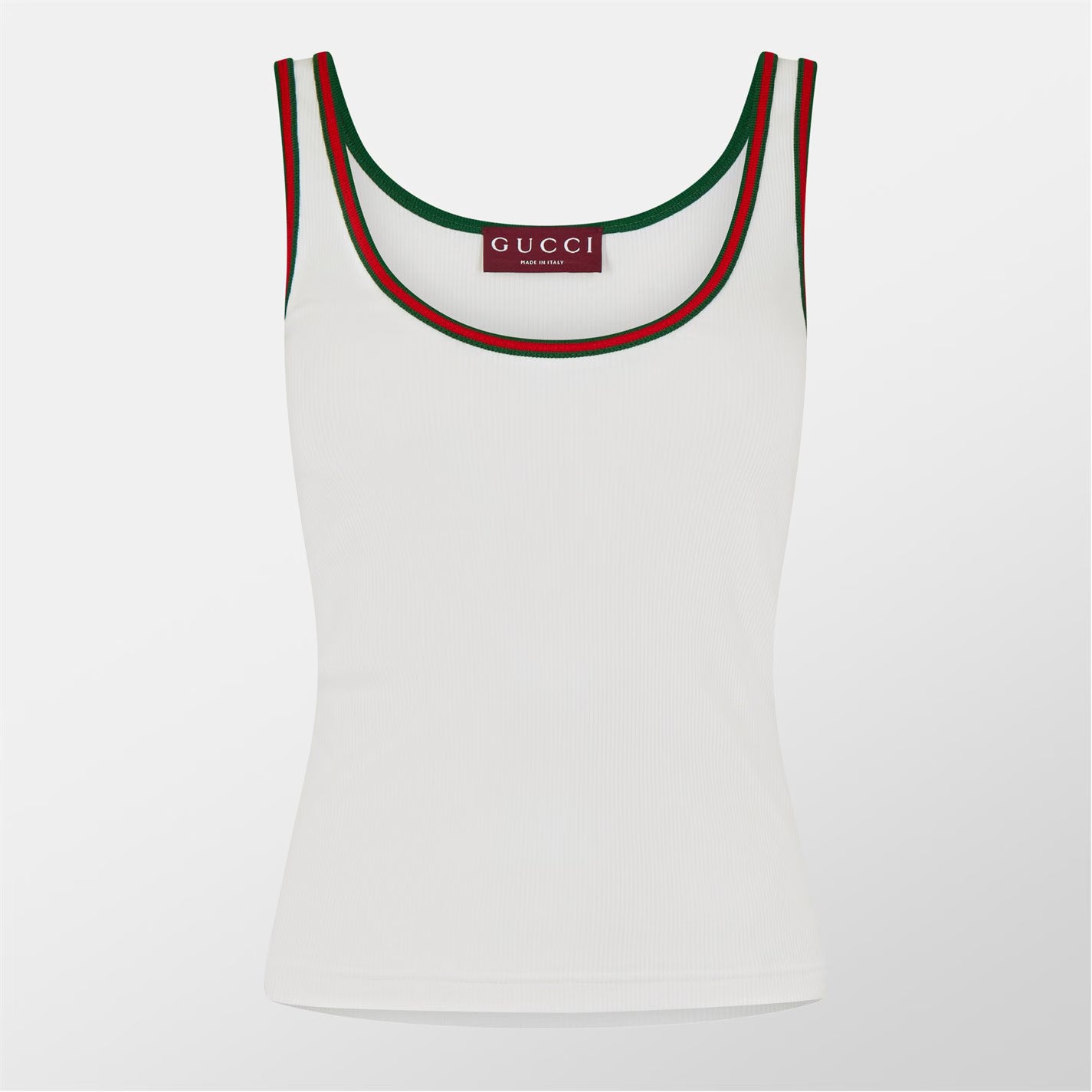 GUCCI Web Detailing Cotton Rib Tank Top