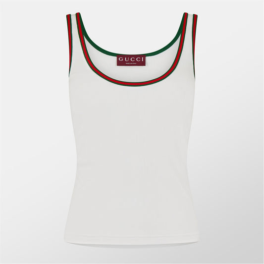 GUCCI Web Detailing Cotton Rib Tank Top
