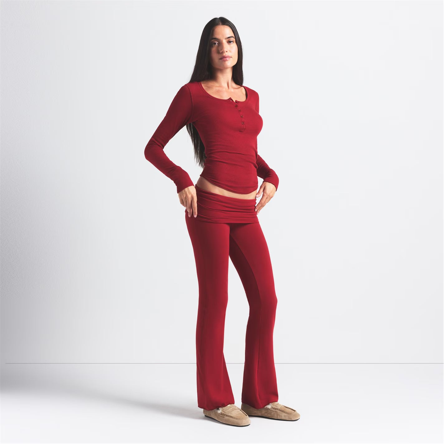 Womens Cotton Jersey Foldover Pant