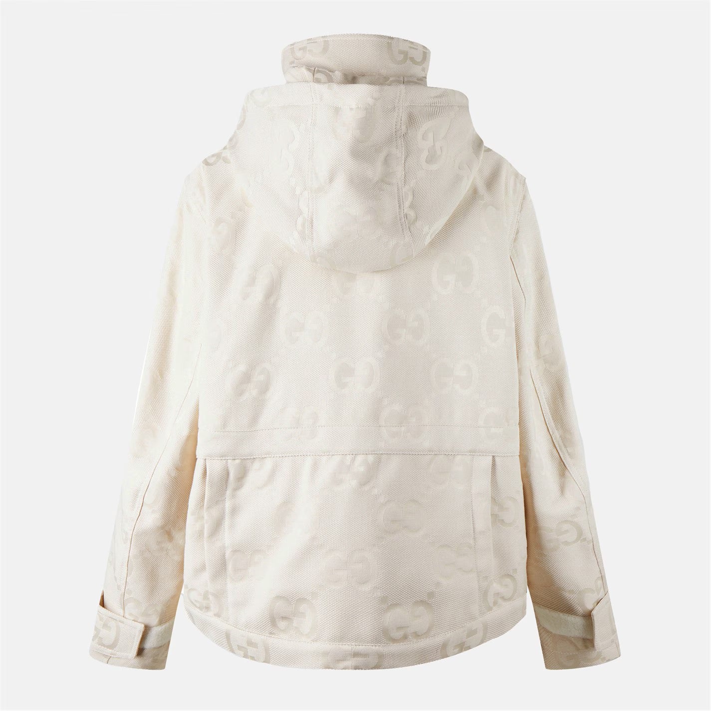 Women's Jumbo GG Canvas Cotton Long Sleeve Mid-Length Hooded Rain Anorak