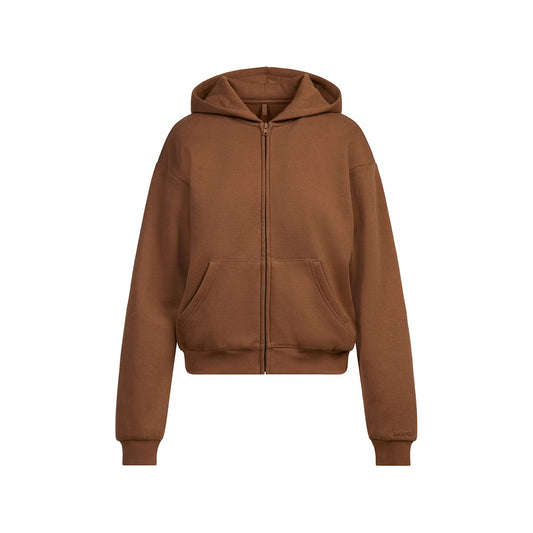 Womens Cotton Fleece Classic Zip Up Hoodie