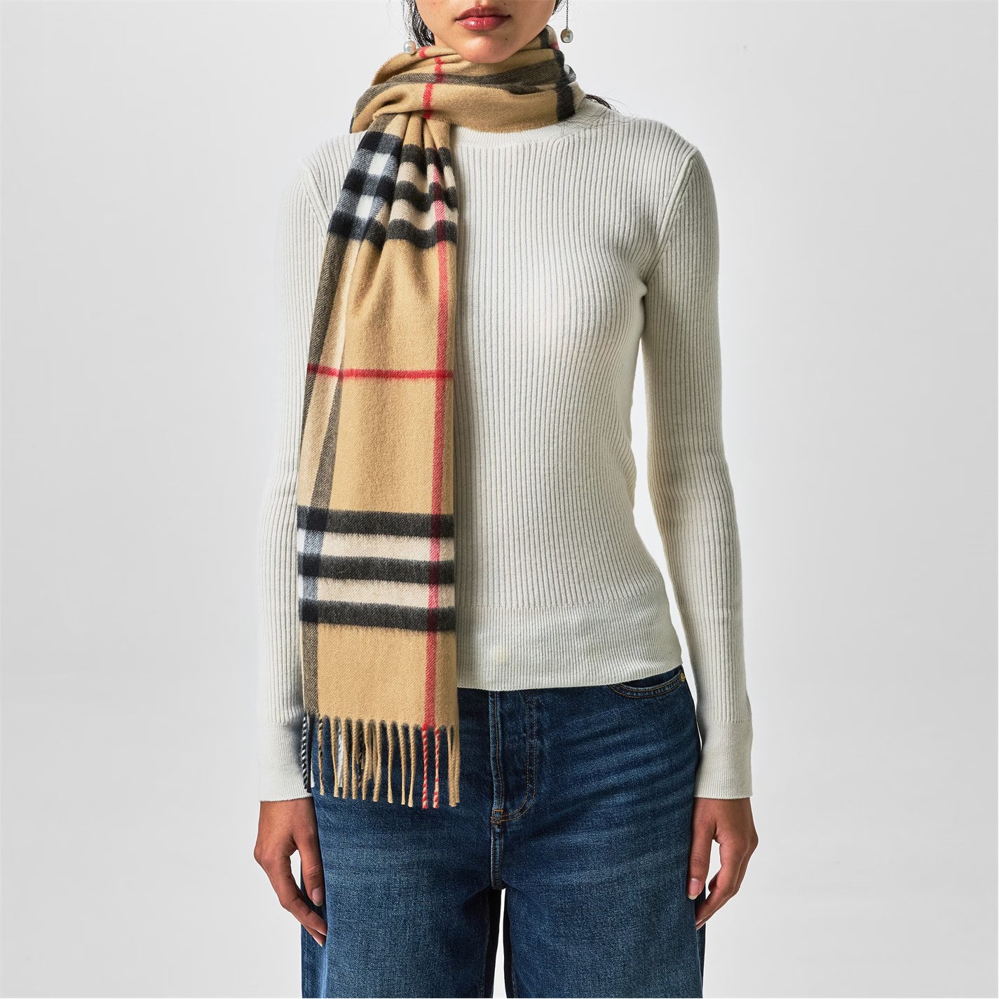 Unisex Check Cashmere Scarf