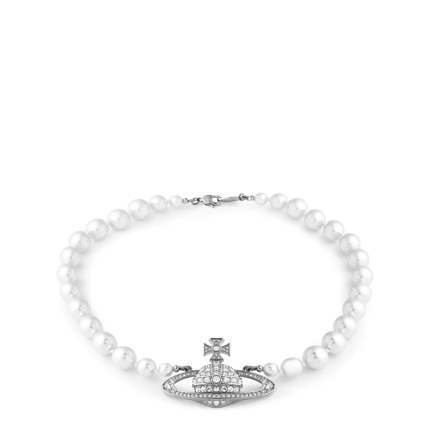Women's One Row Pearl Bas Relief Choker Necklace