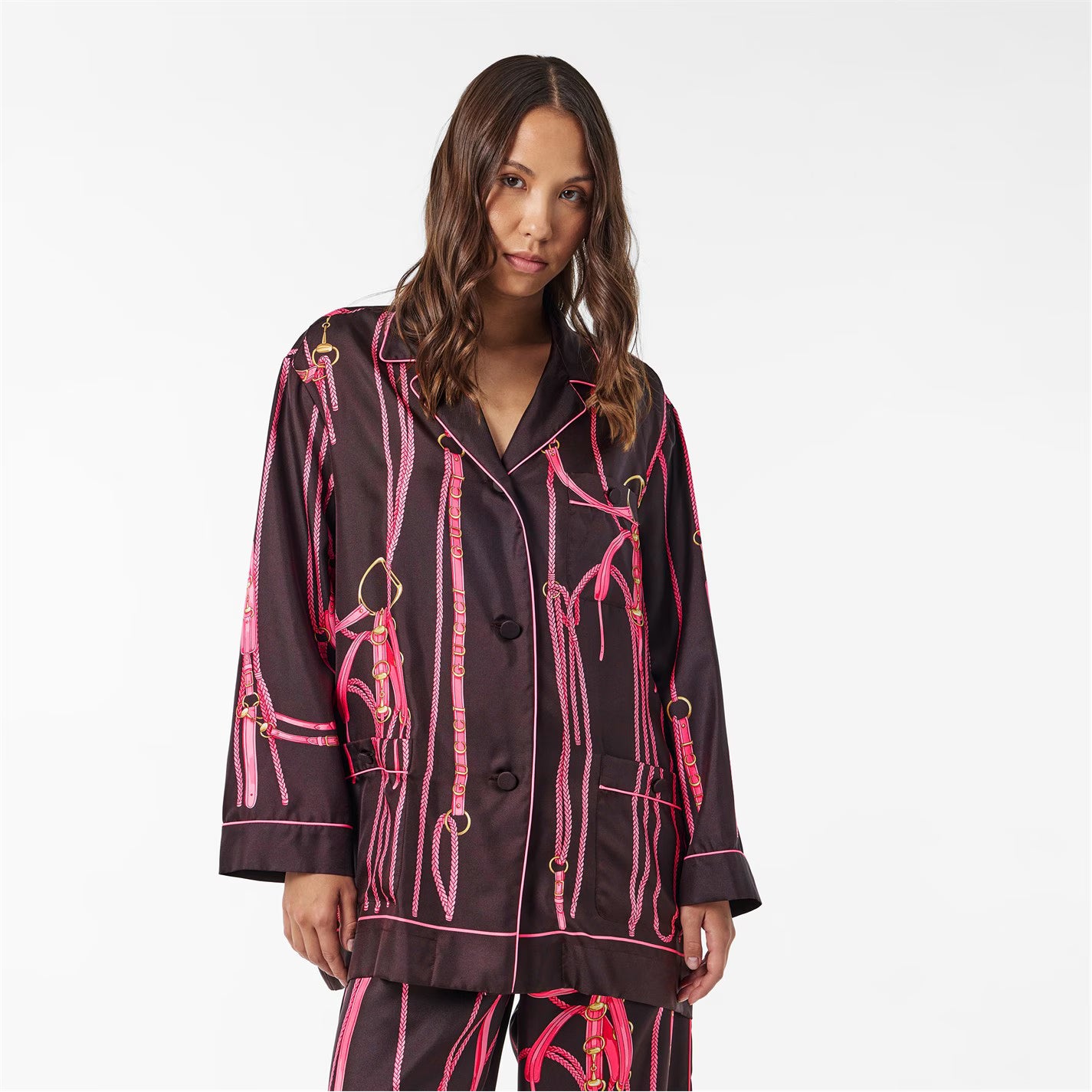 Women's Flowy Short Sleeve Patterned Relaxed Fit Shirt