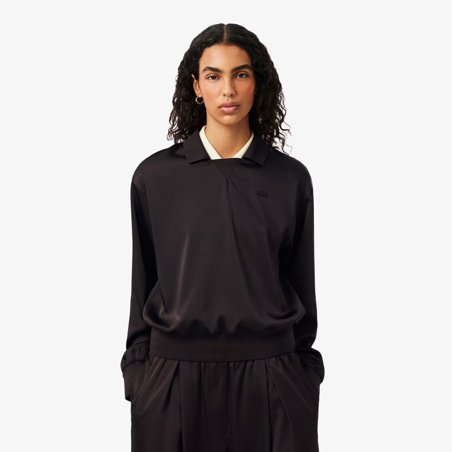 Relaxed Fit Satin Polo Shirt