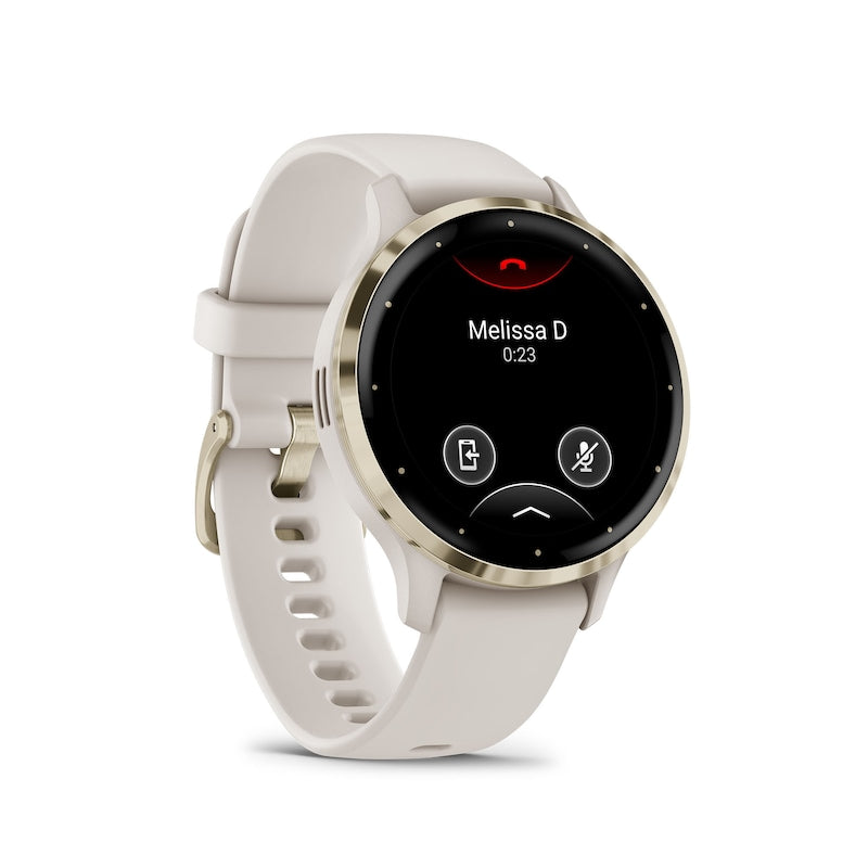Garmin Venu 3S Women's Ivory And Soft Gold Silicone Strap Smartwatch