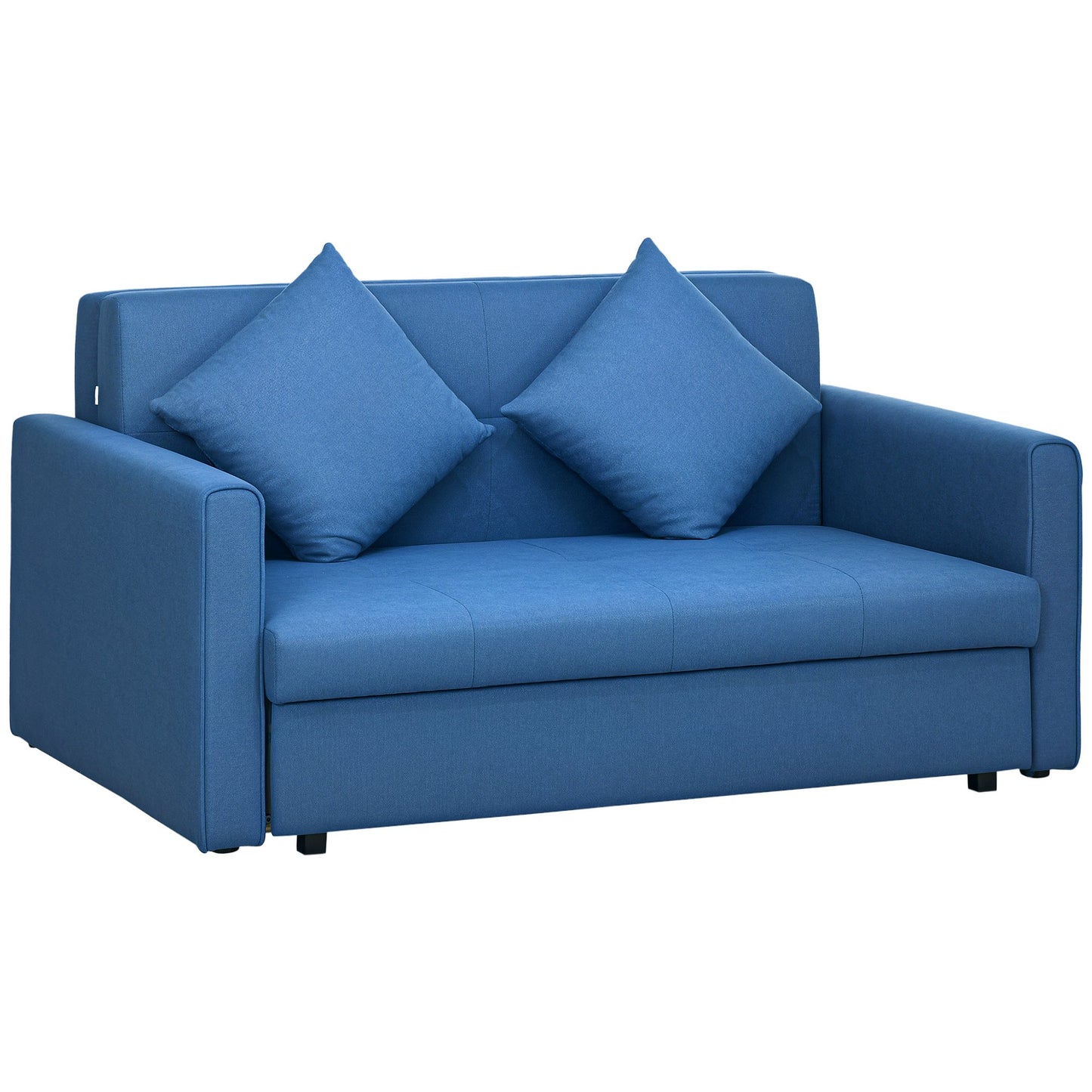 HOMCOM 2 Seater Modern Sofa Bed with Hidden Storage - Blue