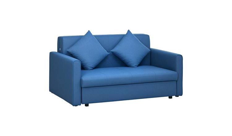 HOMCOM 2 Seater Modern Sofa Bed with Hidden Storage - Blue
