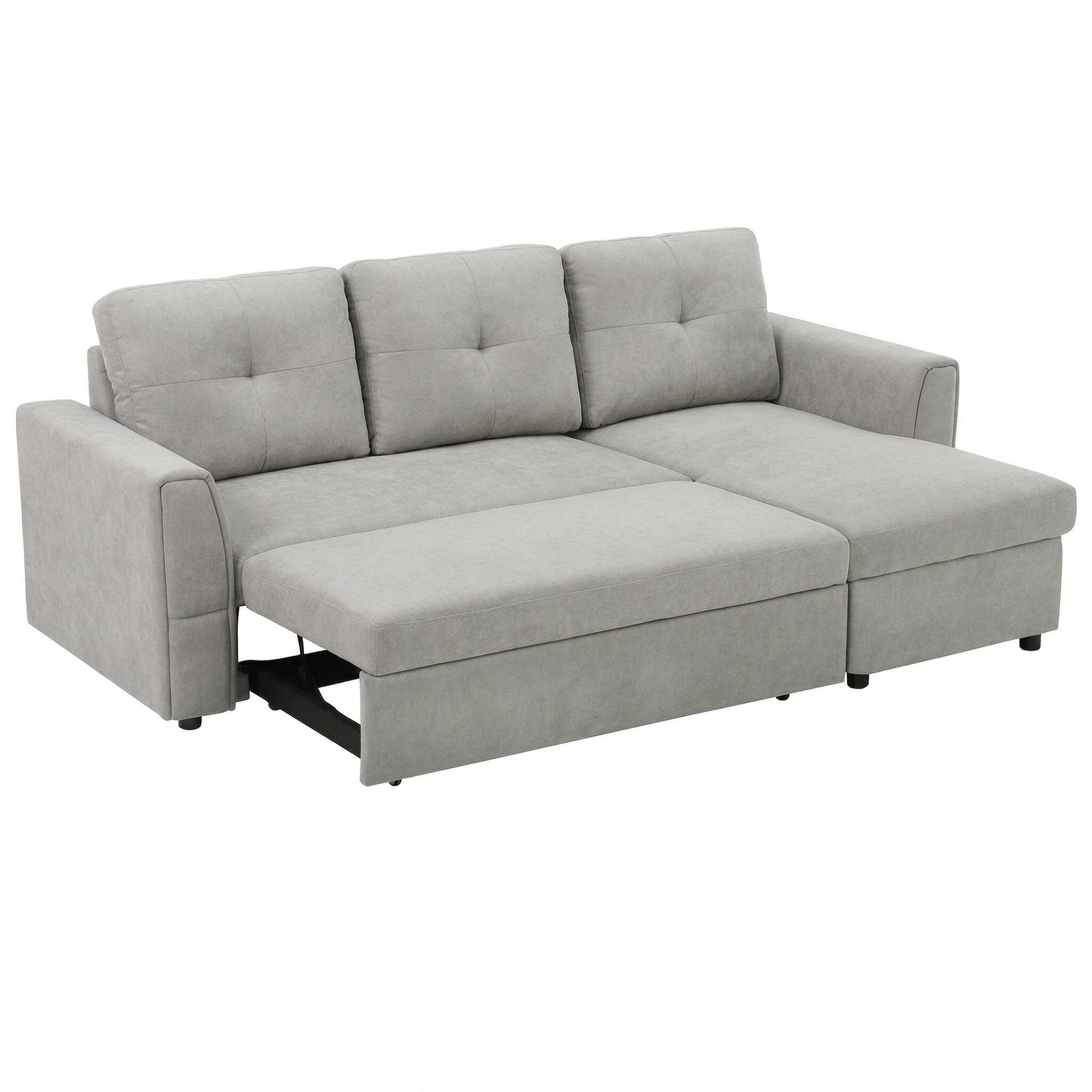HOMCOM 3 Seater L Shaped Sofa Bed for Living Room - Grey