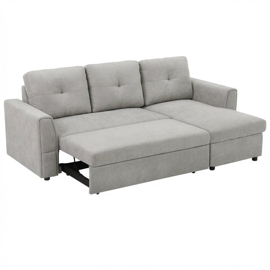 HOMCOM 3 Seater L Shaped Sofa Bed for Living Room - Grey