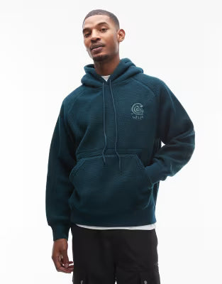 Carhartt WIP helix fleece oversized pullover hoodie in dark green