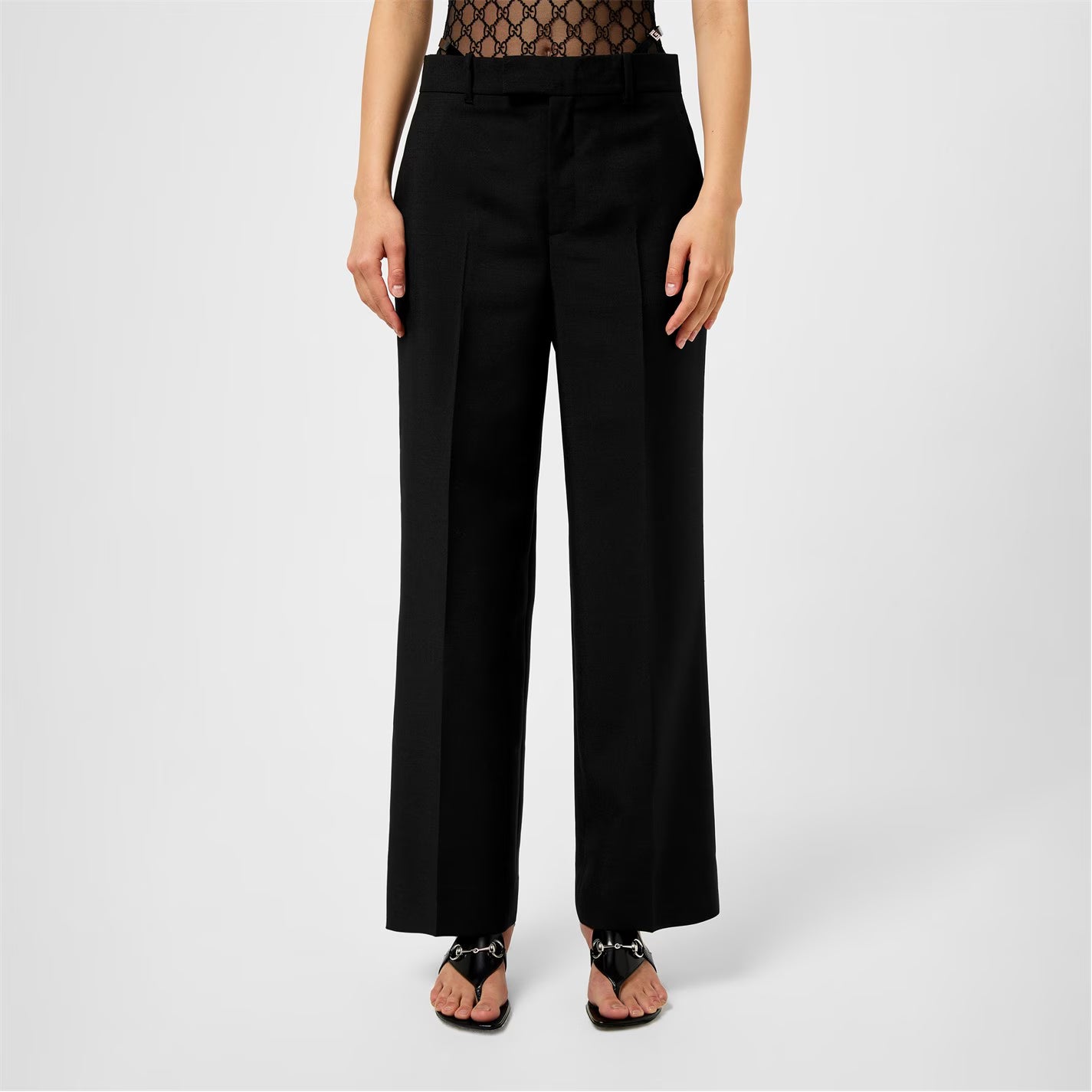 Women's Plain Mohair Cutout Tailored Trousers