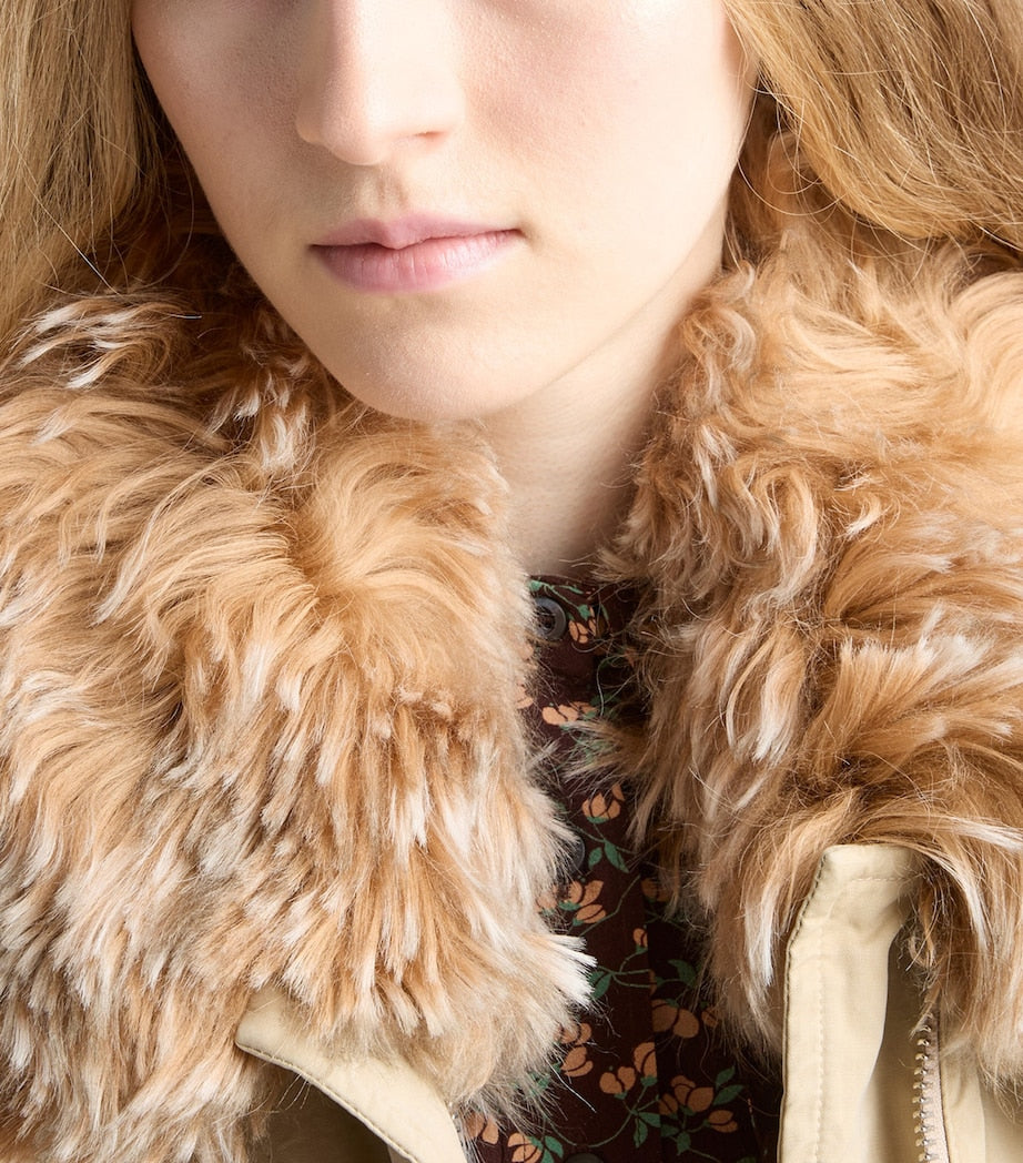 Prada Down Cotton Shearling-Collar Jacket