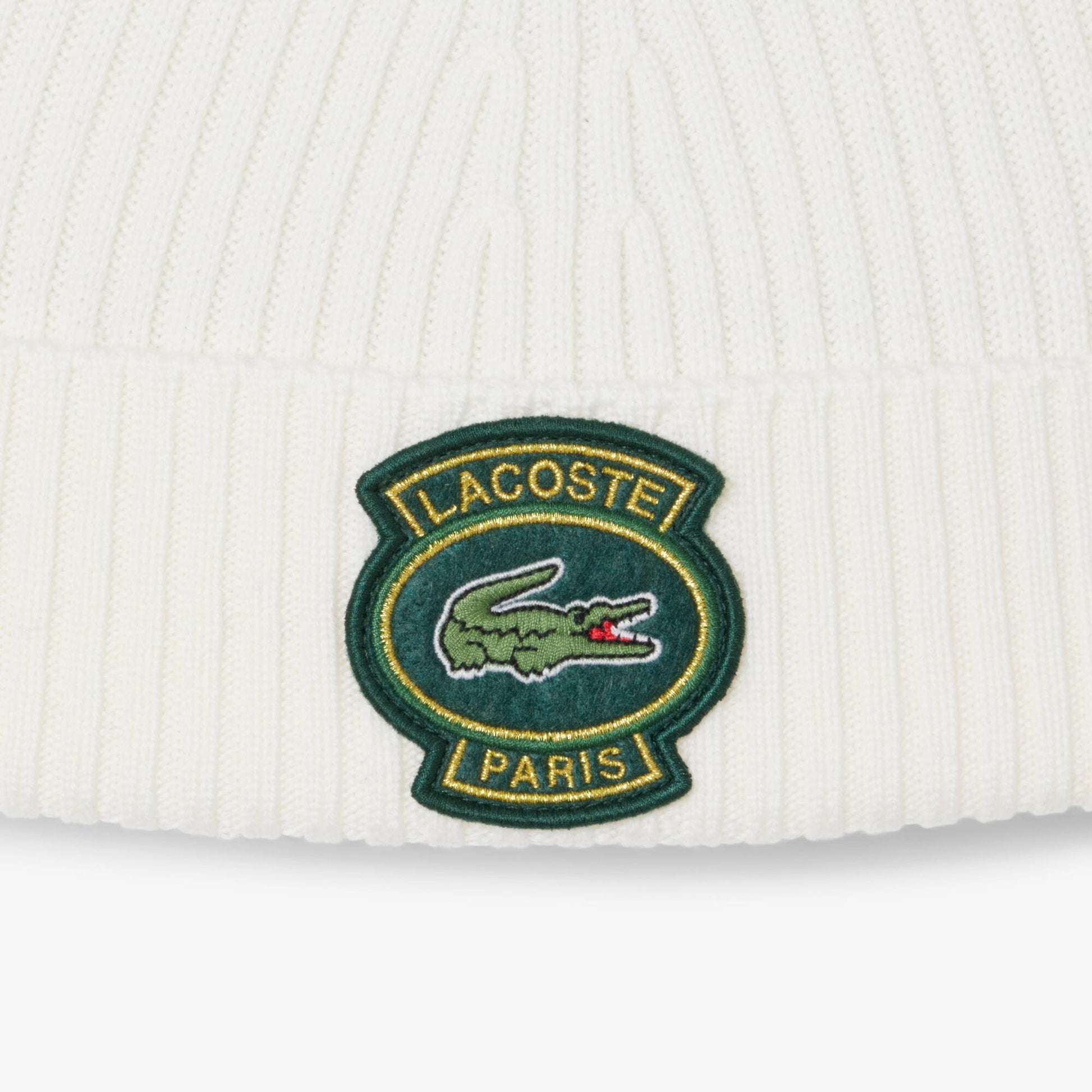Ribbed Wool Badge Beanie